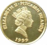 () Монета Остров Питкерн 1999 год 10  ""   Биметалл (Платина - Золото)  UNC